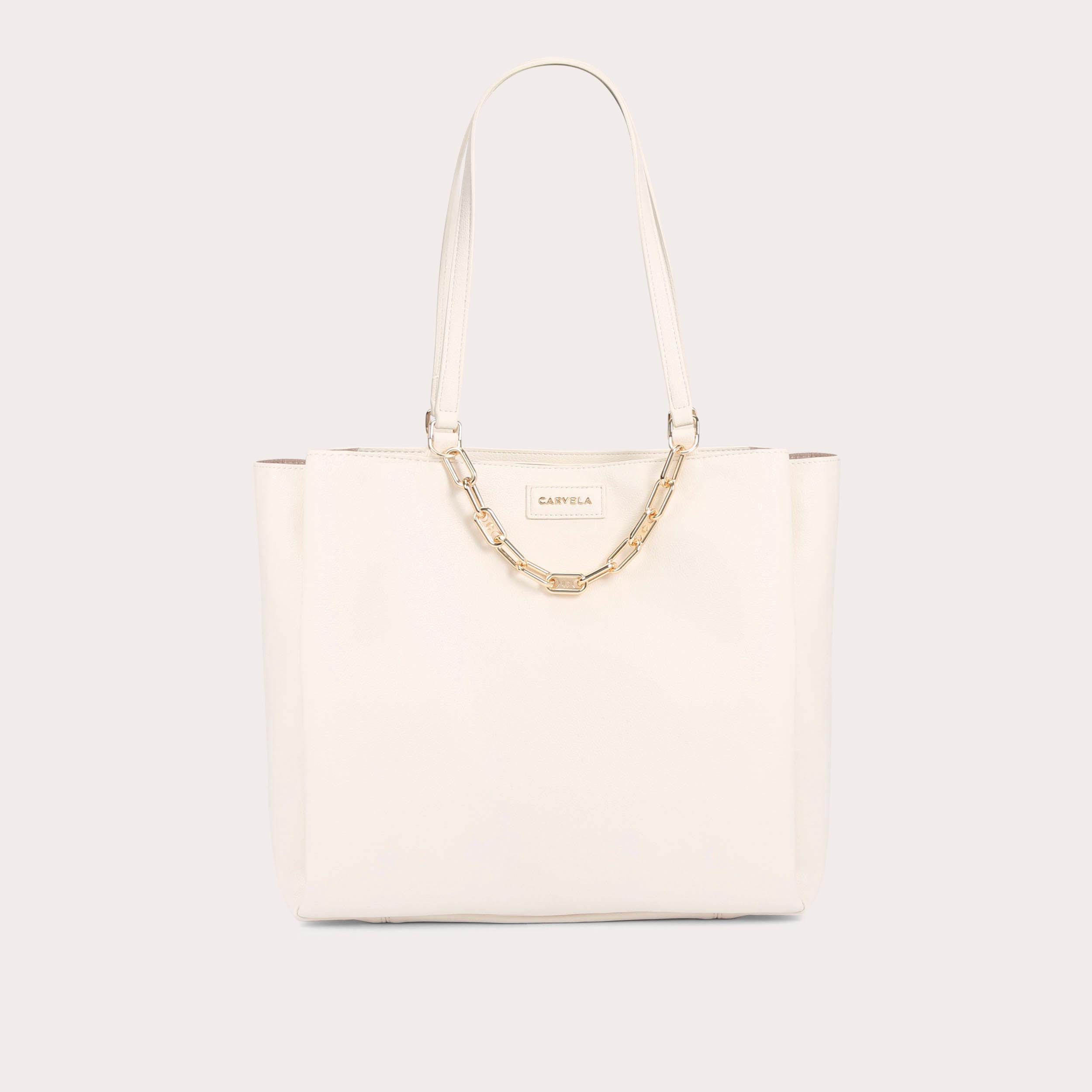 LEONI WINGED TOTE Bone Tote Bag by CARVELA