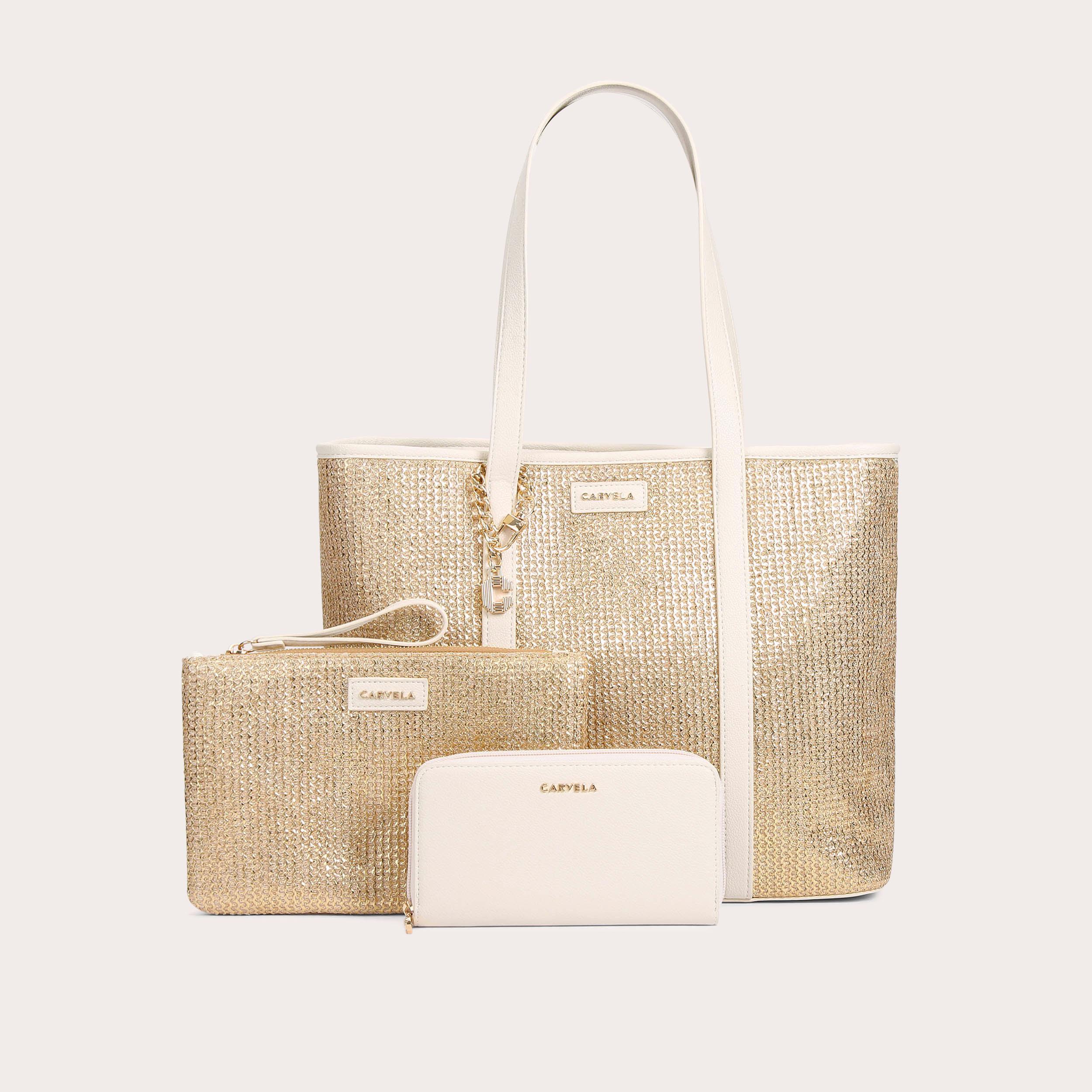 JOEY SET Gold Embellished Multi Set Tote Bag by CARVELA