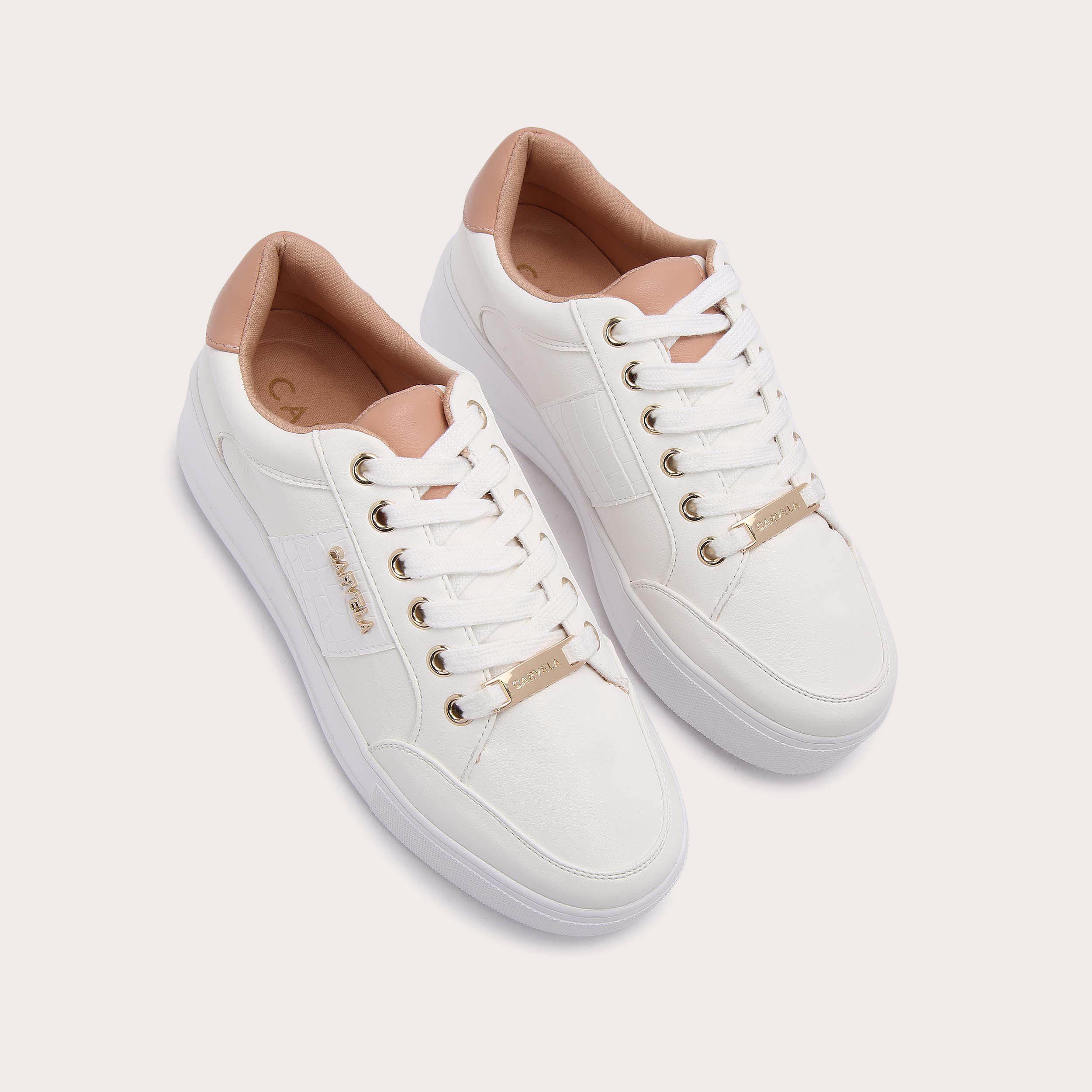 carvela light lace up trainers