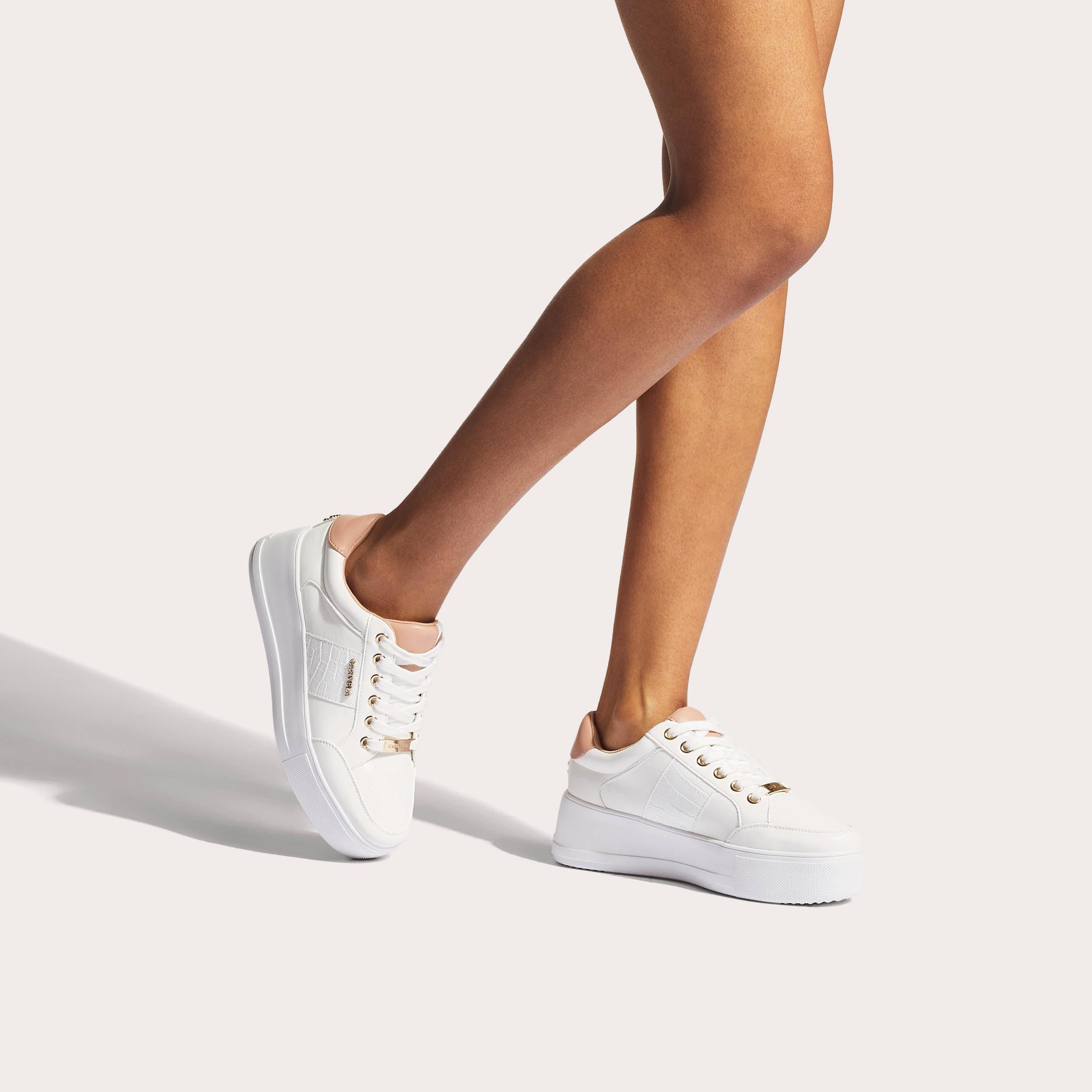 carvela light lace up trainers