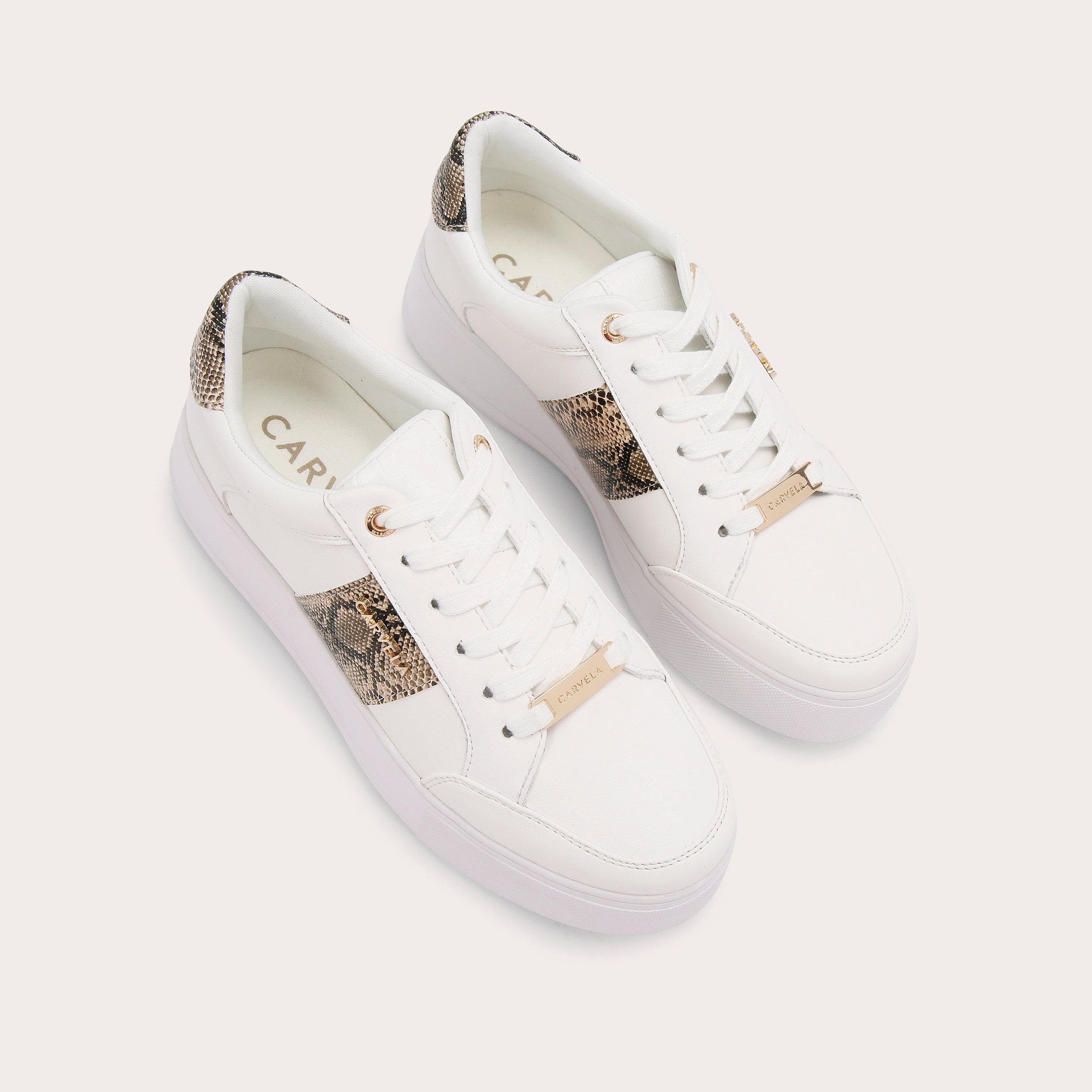 Carvela light lace up clearance trainers white