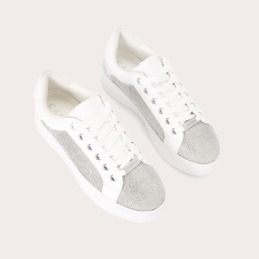 JIVE LACE UP White Crystal Trainer by CARVELA