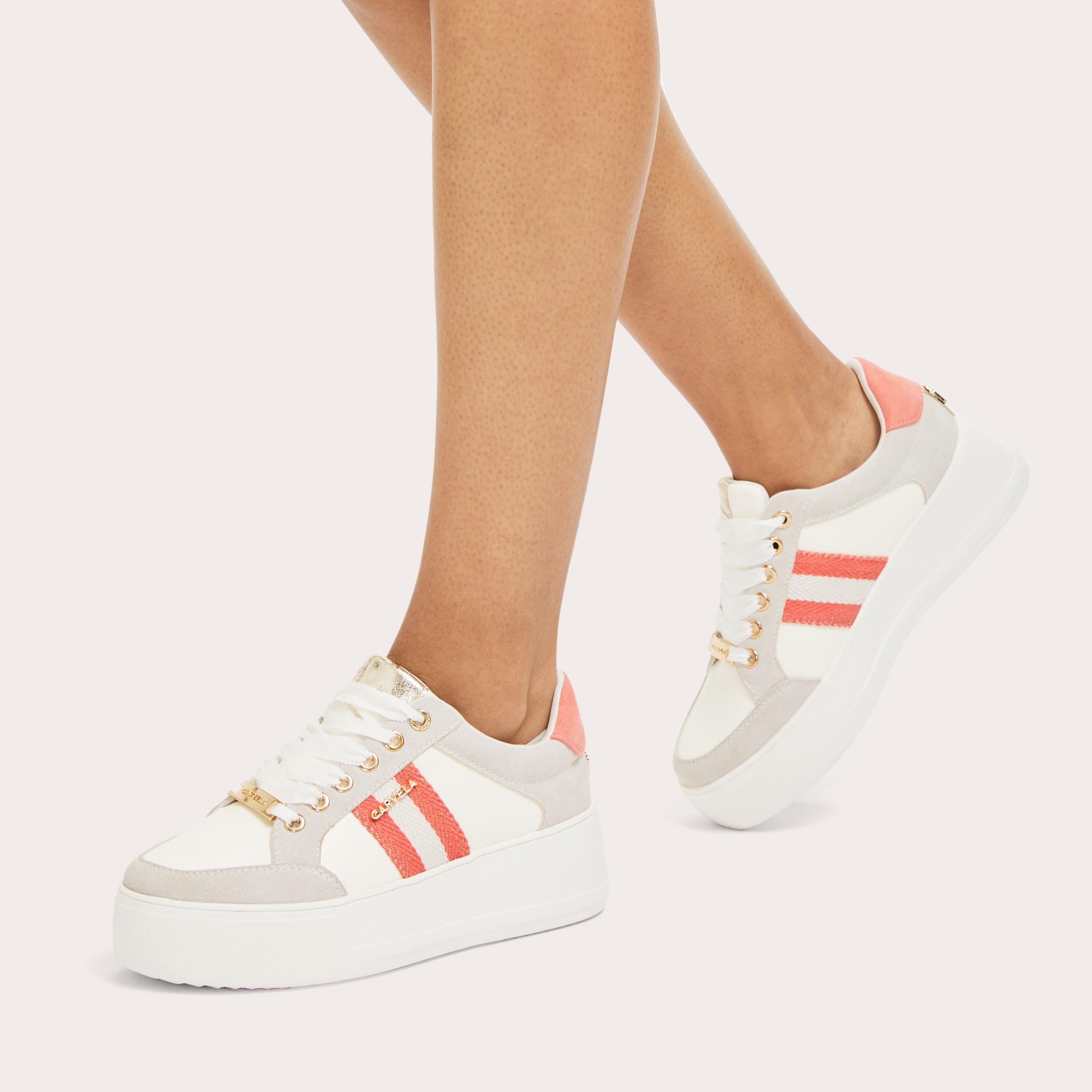 JIVE LACE UP Peach Microsuede Lace Up Trainer by Carvela