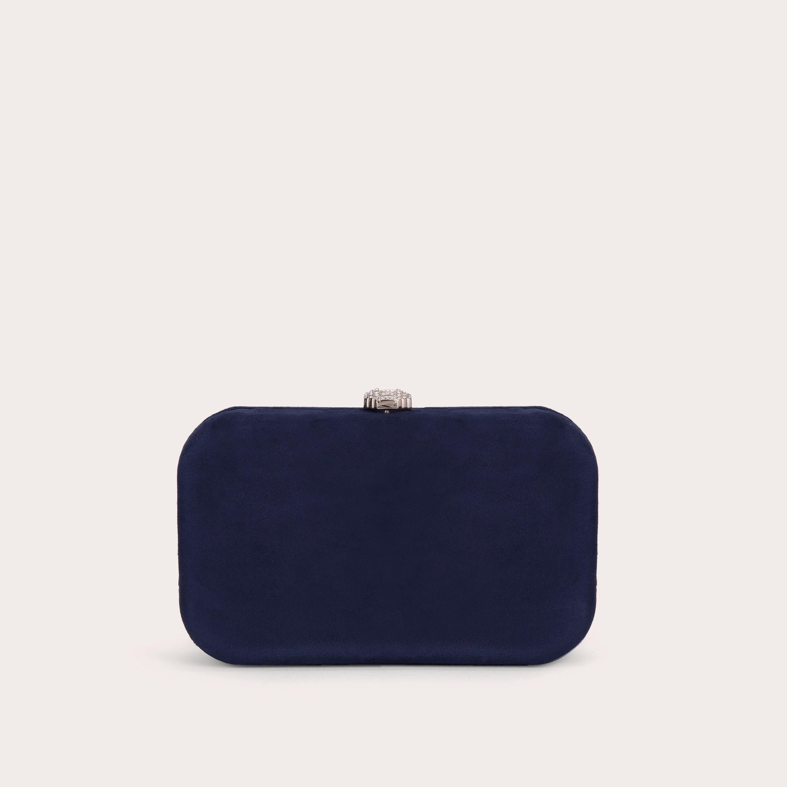 Dark navy hotsell suede clutch bag