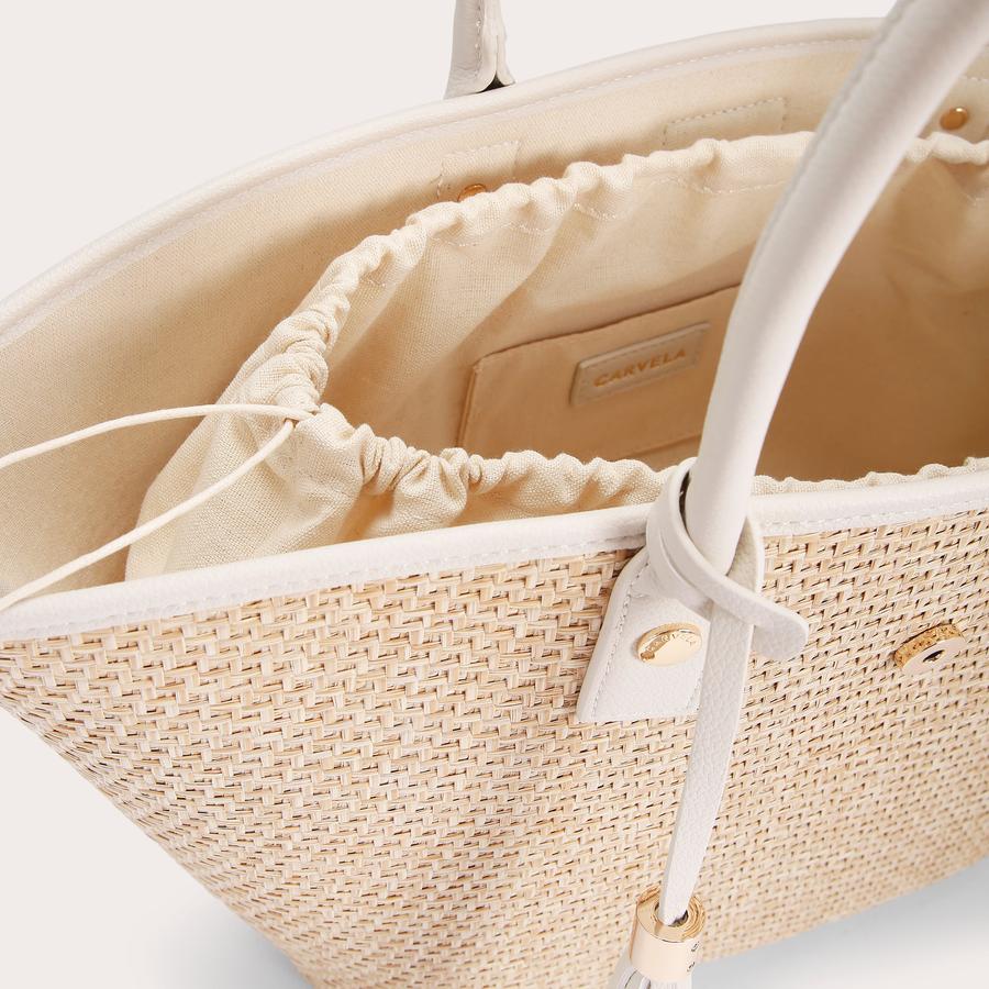 MANDY BASKET Beige Basket Bag by CARVELA