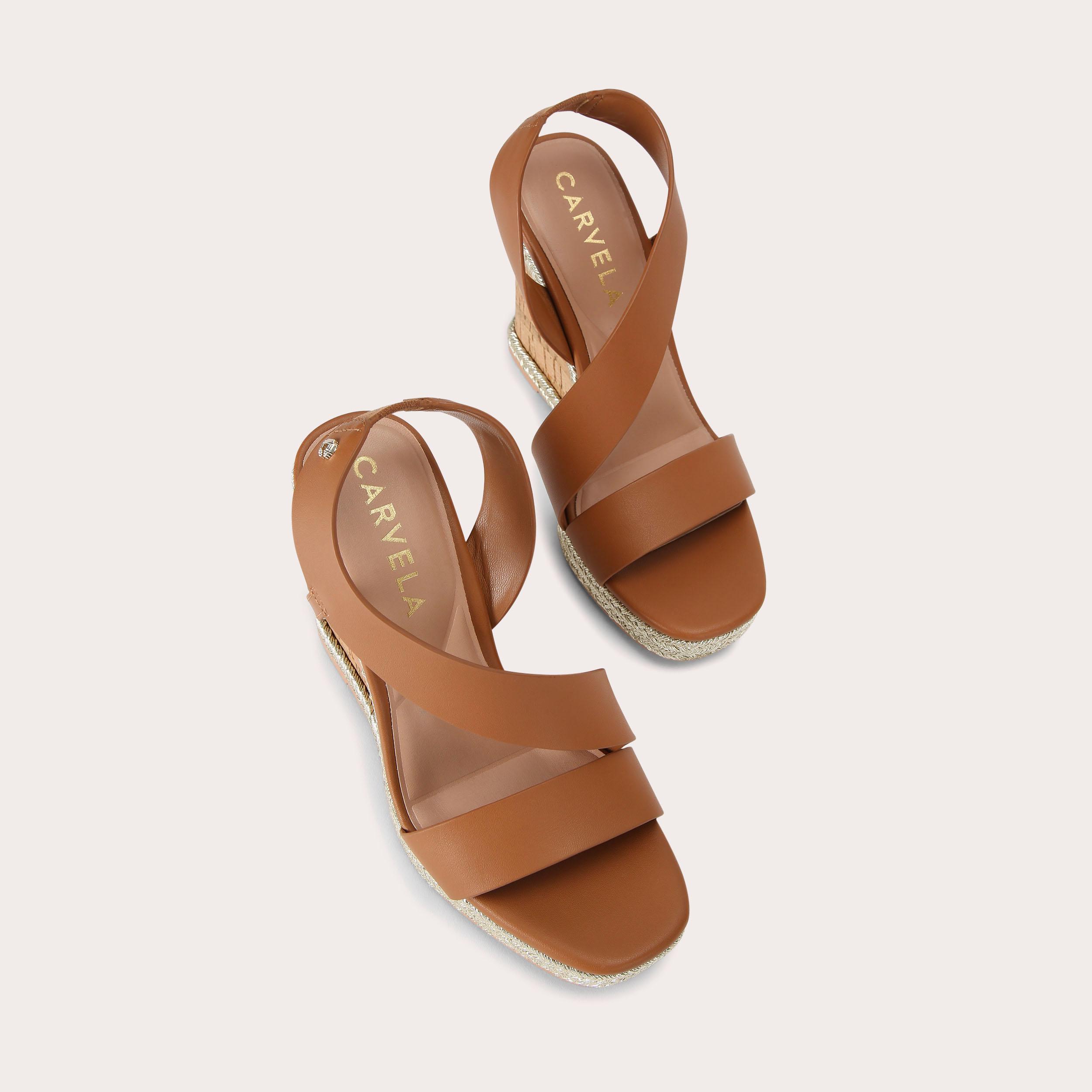 GALA WEDGE 110 Tan Leather Alternative Wedge Heel by CARVELA