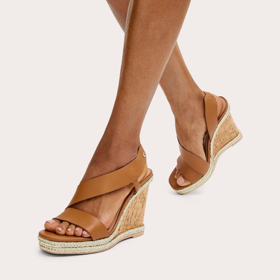 GALA WEDGE 110 Tan Leather Alternative Wedge Heel by CARVELA