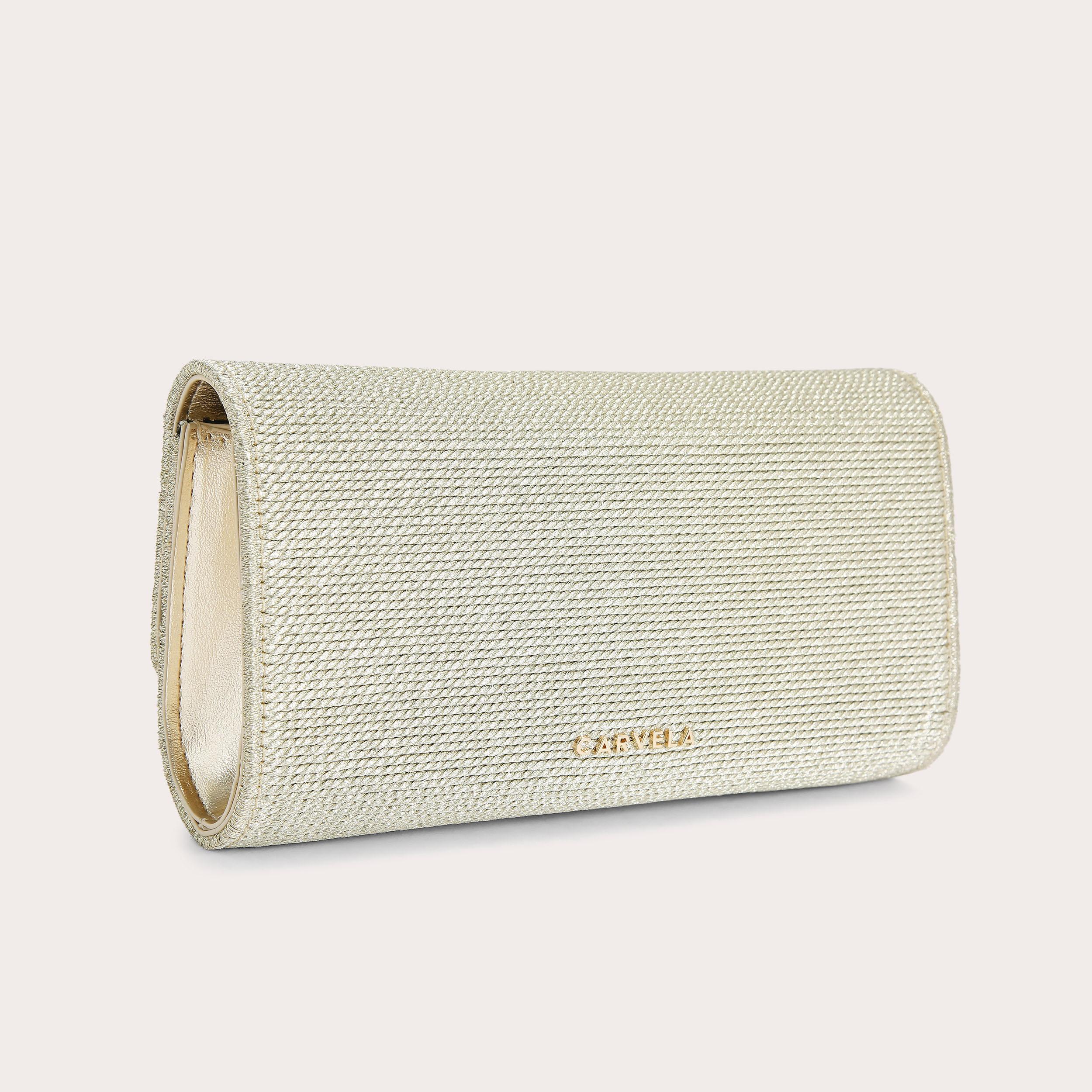 Carvela store gold clutch