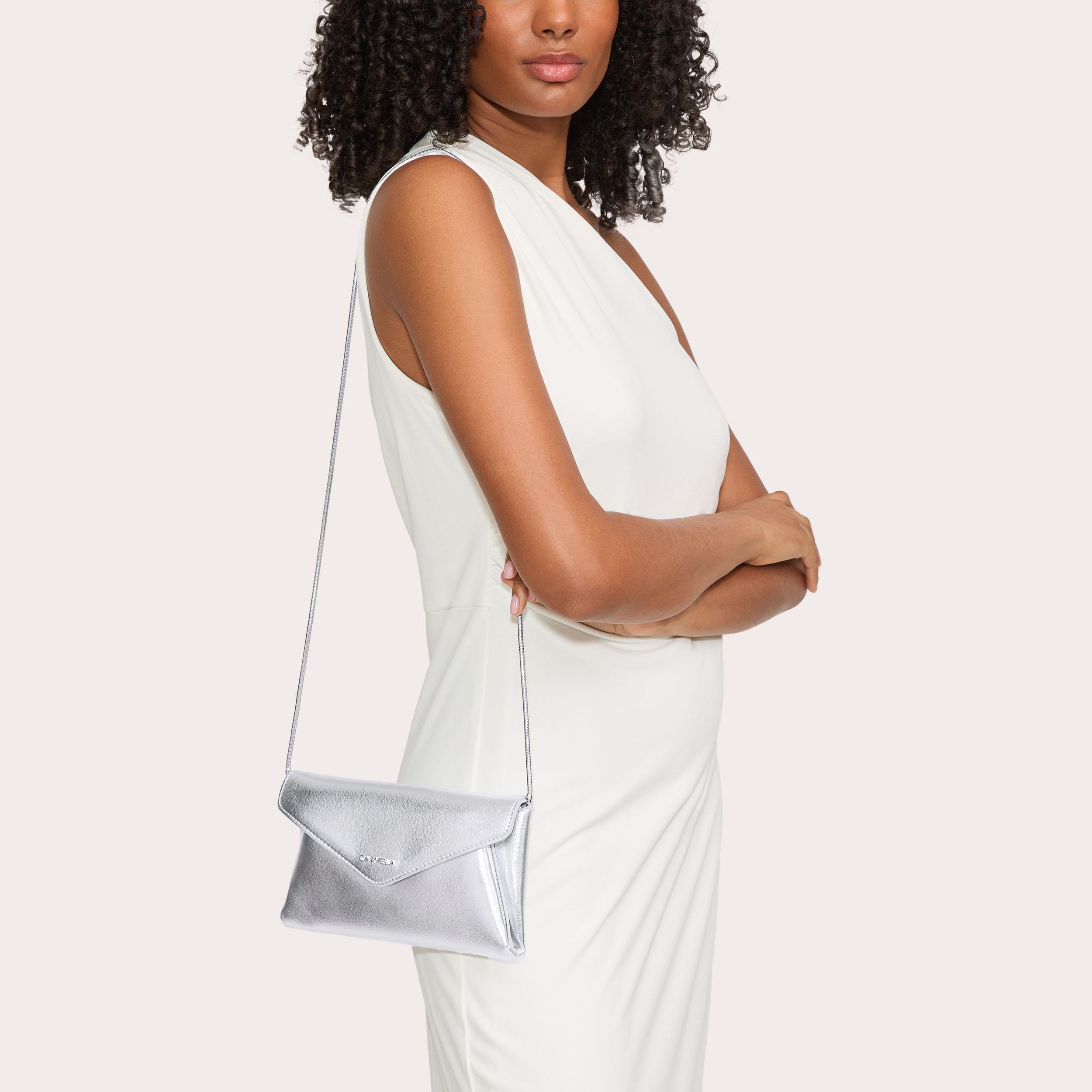 Envelope Clutch White Dress Purse MEGAN ENVELOPE CLUTCH Silver