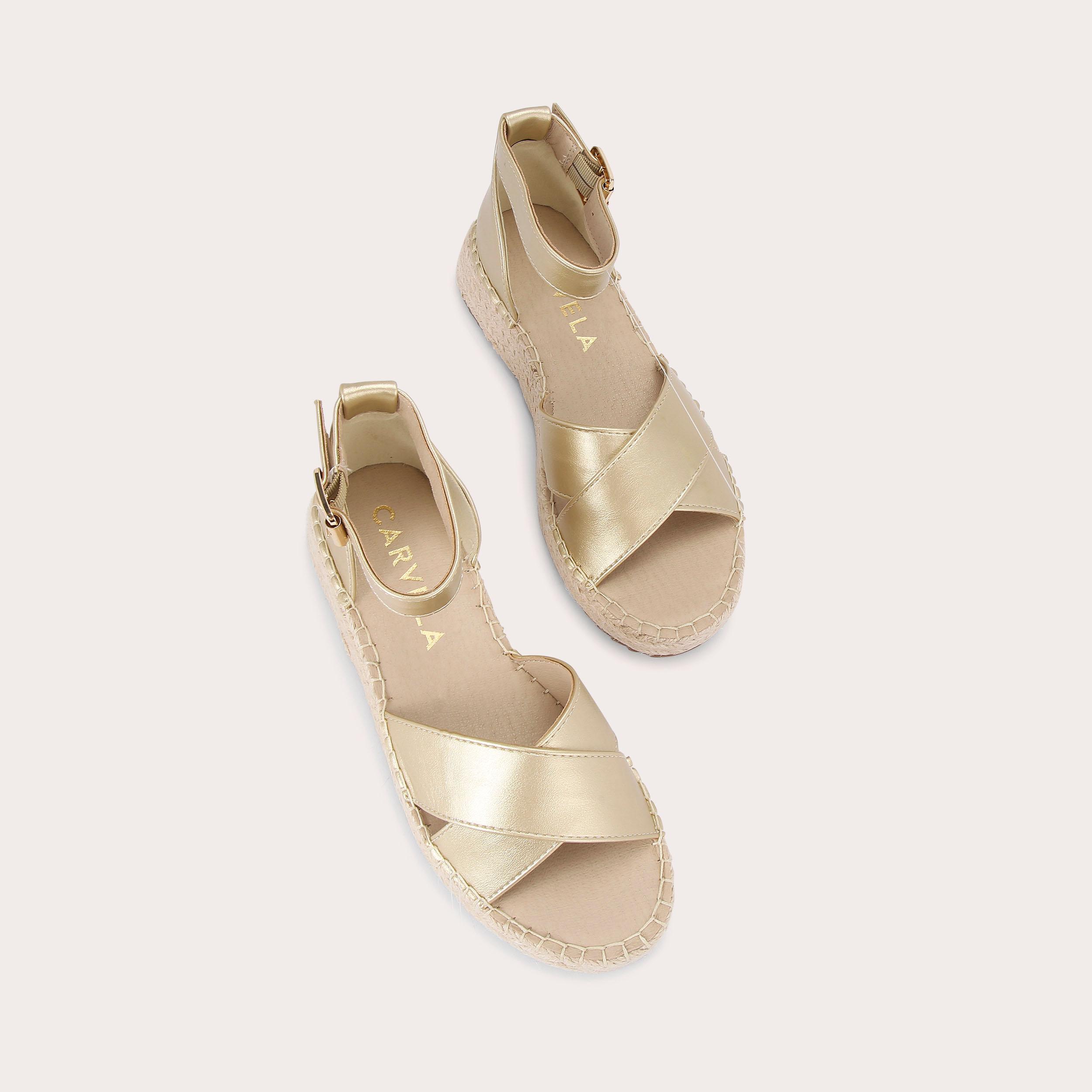 Sandale dorée et bleu roi bi-matière - Sandales Femme