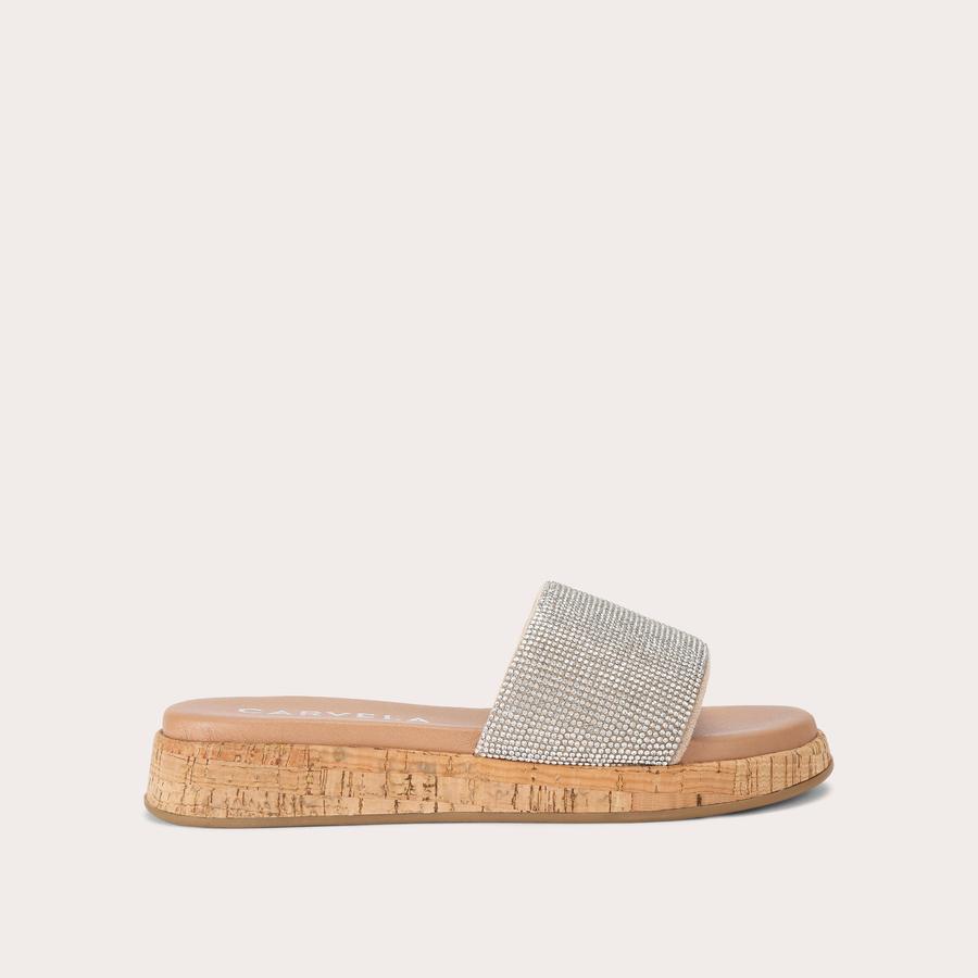 CLOUD MULE Silver Crystal Sandal by CARVELA