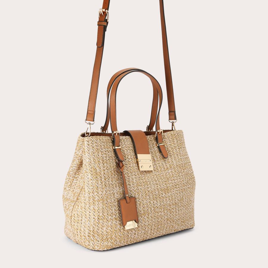 MIDI MANDY 2 Raffia Blush Tote Bag by CARVELA