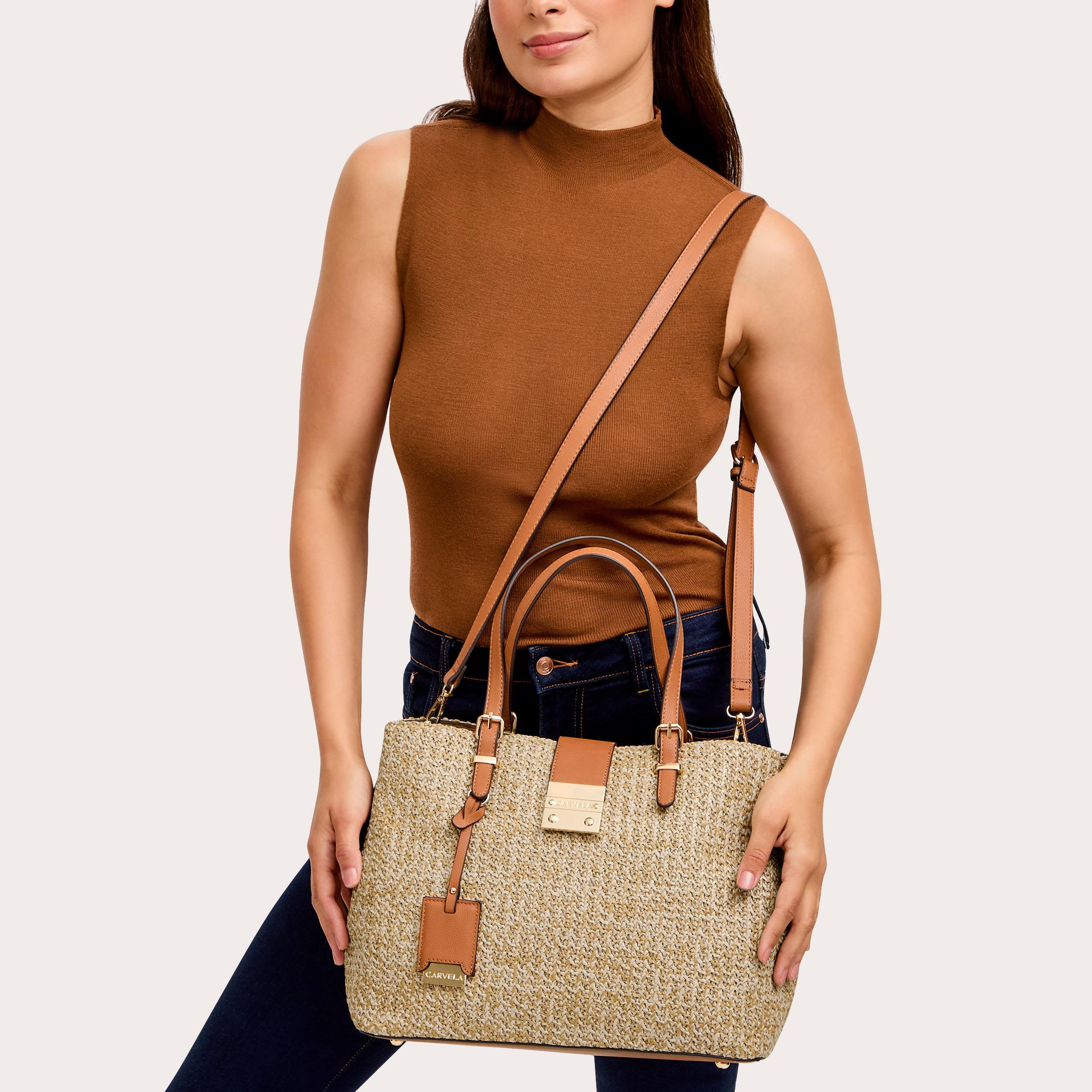 MIDI MANDY 2 Raffia Blush Tote Bag by CARVELA